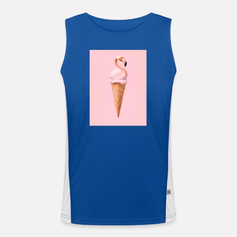 Flamingo-Eis mit Waffeltüte Funktionelles Kontrast-Tank Top für Männer 