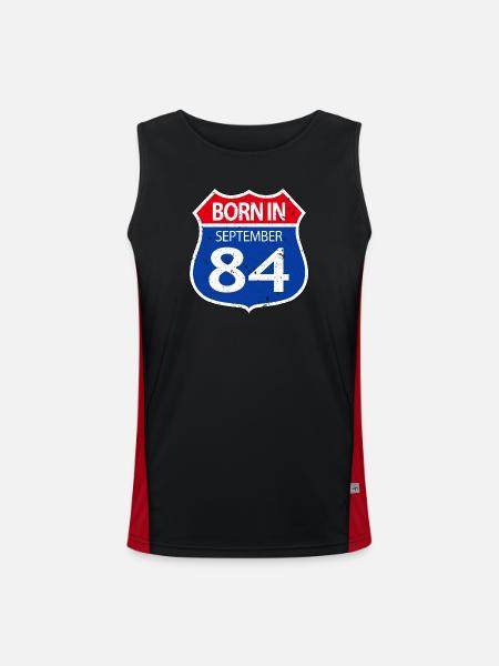 Born_in_September_84 - Men's Functional Contrast Tank Top  - black/red