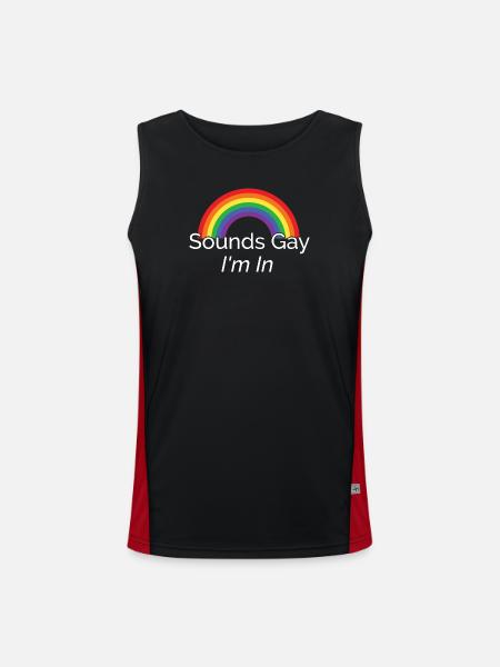 Lebendiges Regenbogen-Pride-Design - Funktionelles Kontrast-Tank Top für Männer - Schwarz/Rot