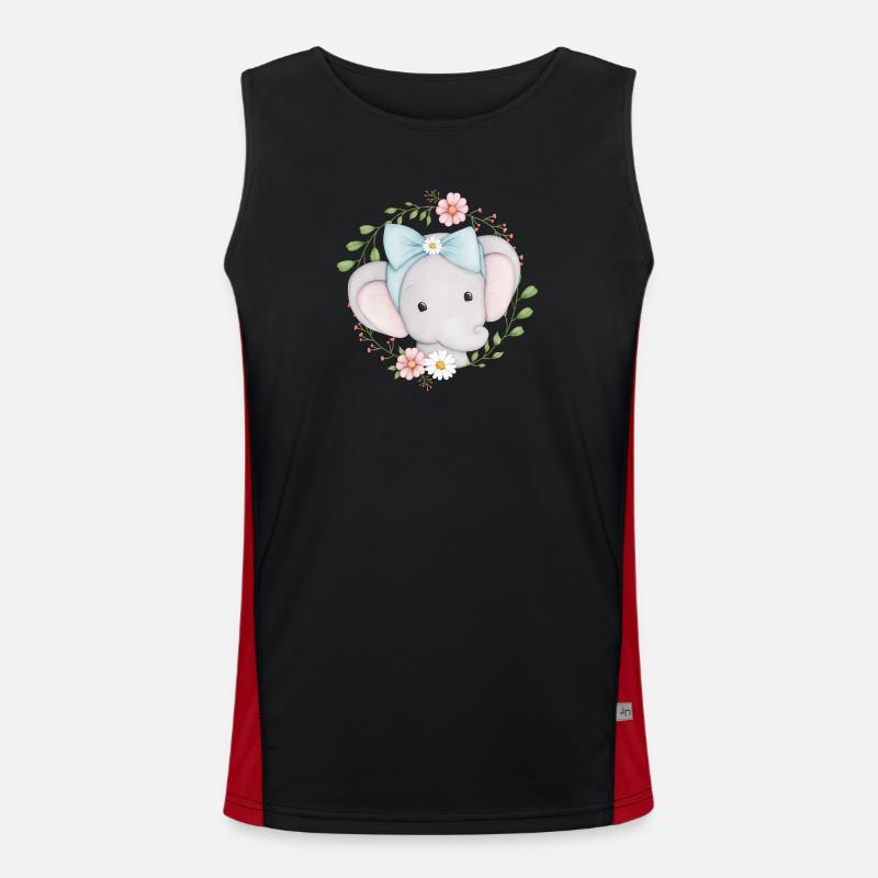 petit éléphant mignon dans une couronne de fleurs Débardeur respirant contrasté Homme 