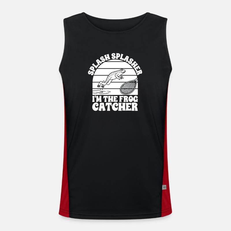 Frog Catcher Splash Splasher Frog - Men's Functional Contrast Tank Top  - black/red
