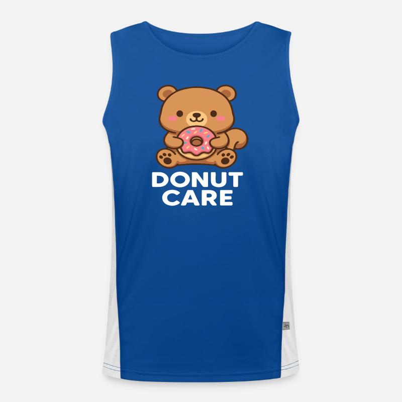 Cuddly bear with donut accessory Men's Functional Contrast Tank Top 