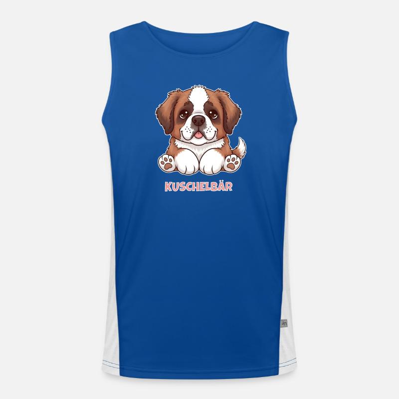 Cute St. Bernard Dog Puppy Cuddly Bear Men's Functional Contrast Tank Top 
