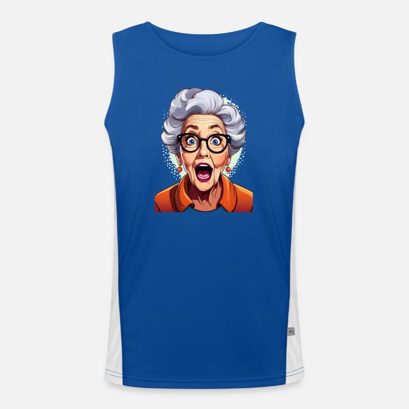Erstaunte Großmutter Funktionelles Kontrast-Tank Top für Männer 