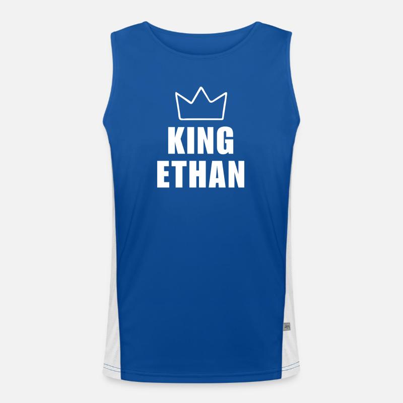 Nom d'Ethan avec la lettre E - T-shirt King Crown Débardeur respirant contrasté Homme 