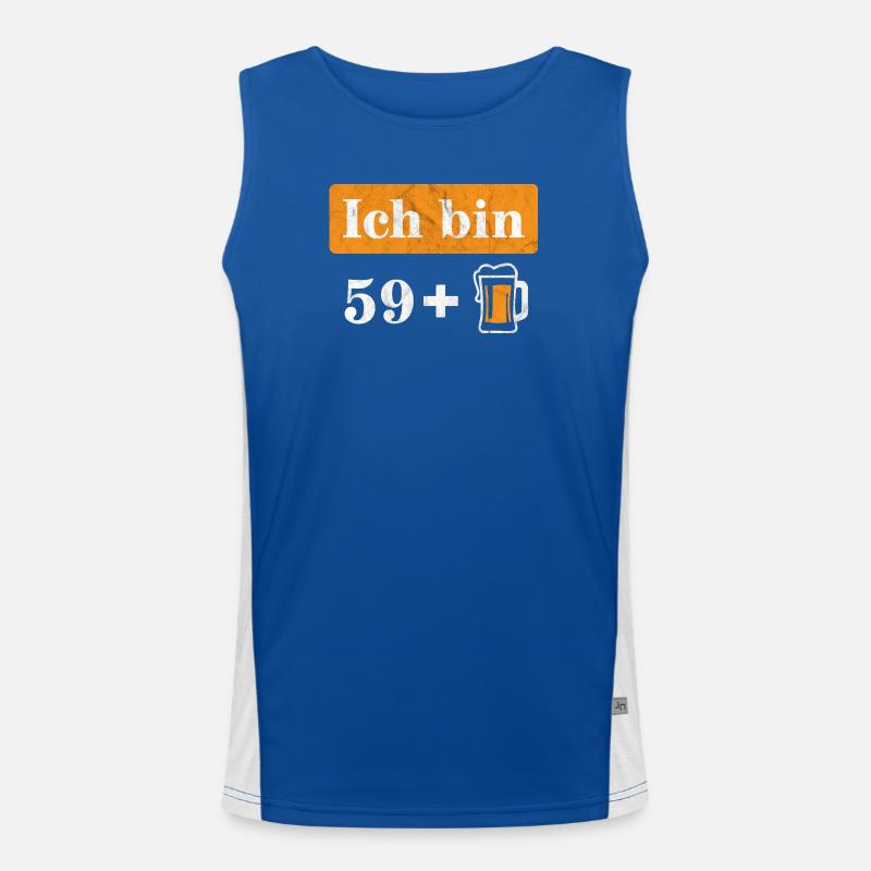 Ich bin 59 plus Bier 60. Geburtstag Funktionelles Kontrast-Tank Top für Männer 