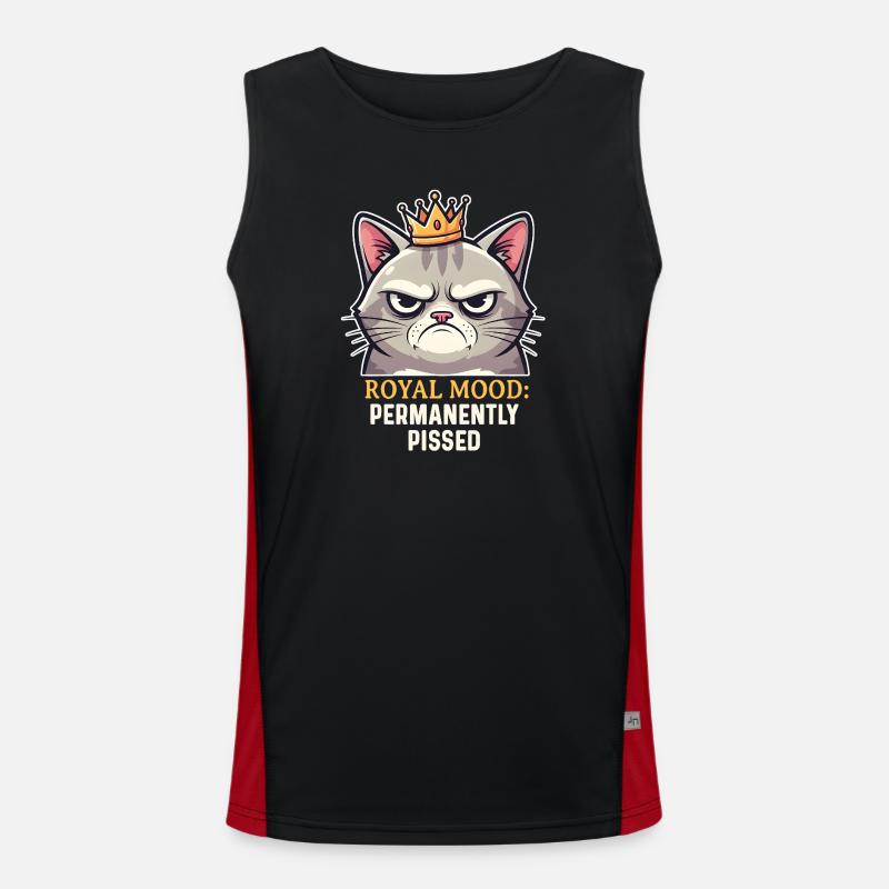 Grumpy Katze Königlicher Laune - Men's Functional Contrast Tank Top  - black/red