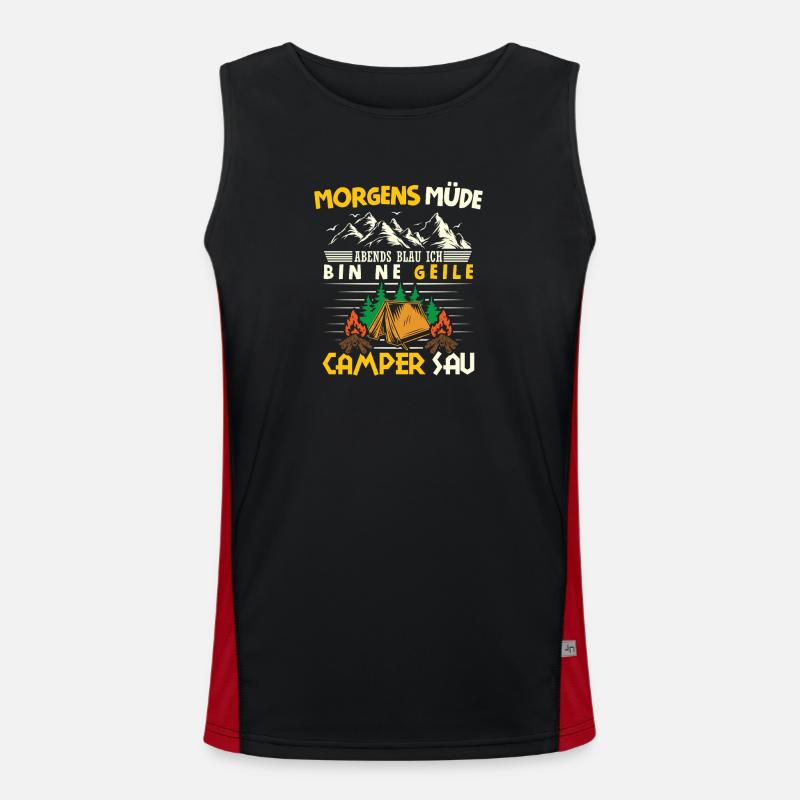 Camper Camping Caravan Saying - Men's Functional Contrast Tank Top  - black/red