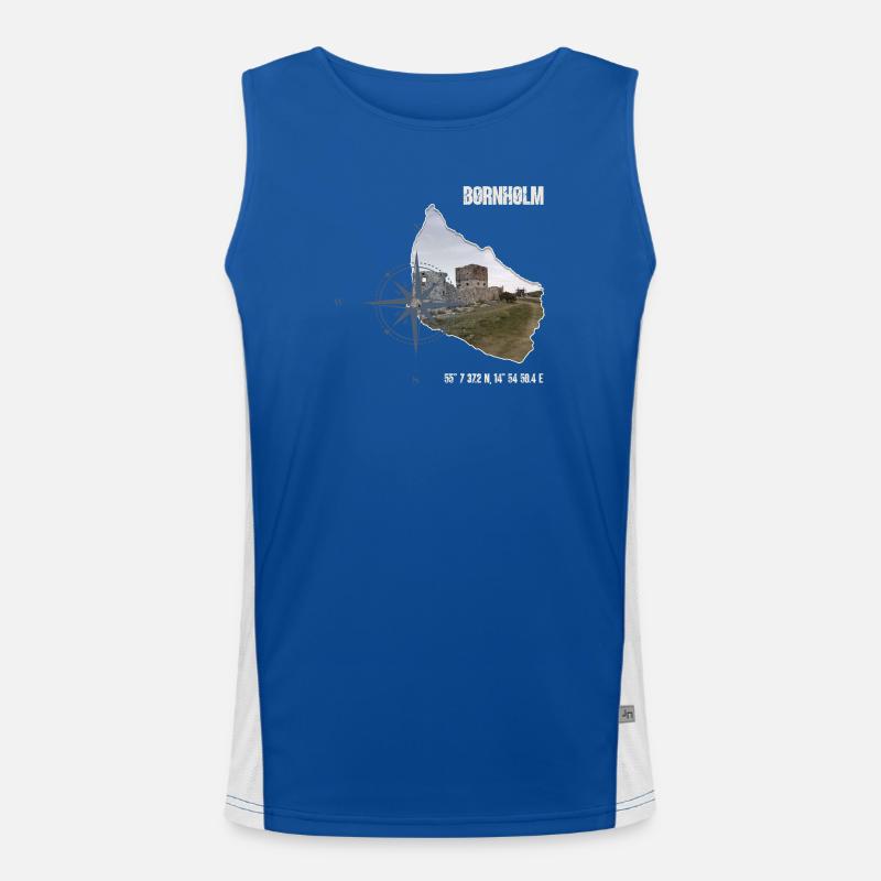 Bornholm Compass Hammershus Coordinates Men's Functional Contrast Tank Top 
