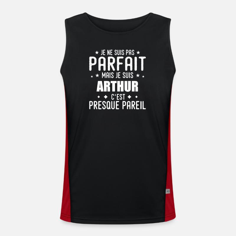 Arthur: authentic, imperfect, top, perfection - Men's Functional Contrast Tank Top  - black/red