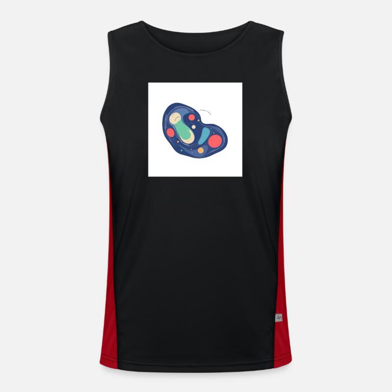 Abstract Cosmos Pattern in Blue - Men's Functional Contrast Tank Top  - black/red