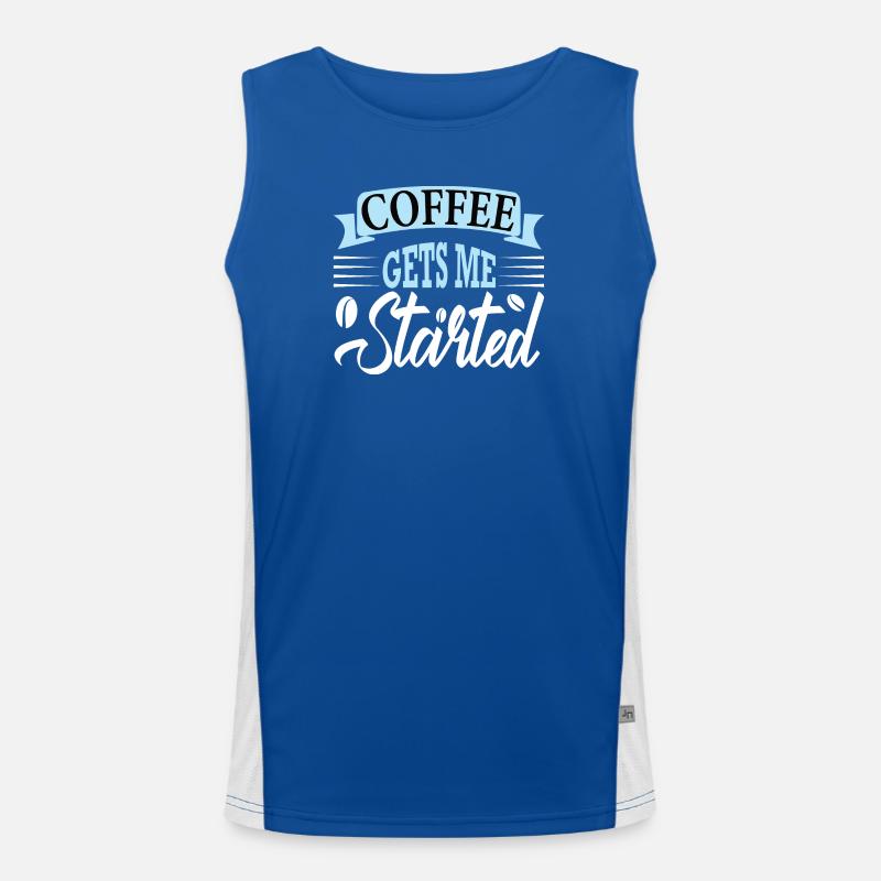 coffee gets me started Funktionelles Kontrast-Tank Top für Männer 