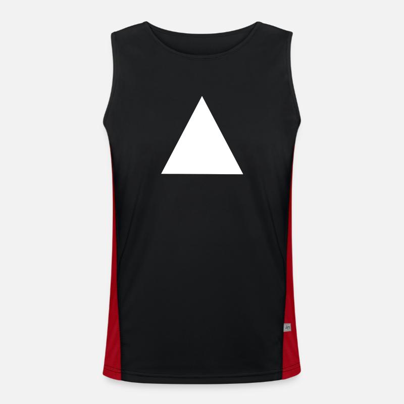 Abstract Geometric Triangle Composition - Men's Functional Contrast Tank Top  - black/red