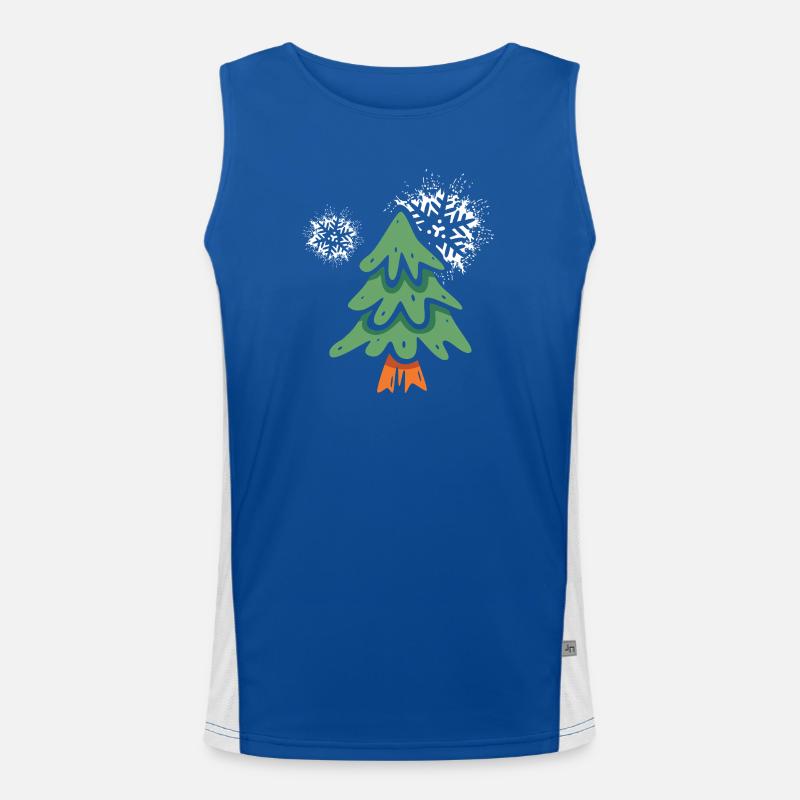 Weihnachtsbaum mit Schneeflocken Funktionelles Kontrast-Tank Top für Männer 