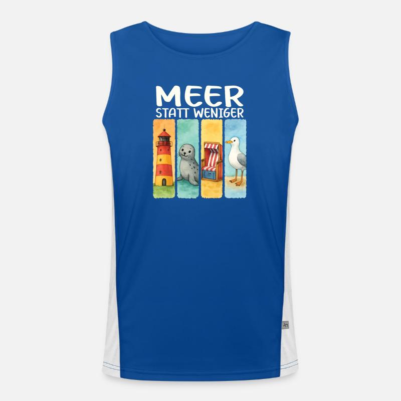 Moin Leuchtturm Robbe Strandkorb Möwe Küste Funktionelles Kontrast-Tank Top für Männer 