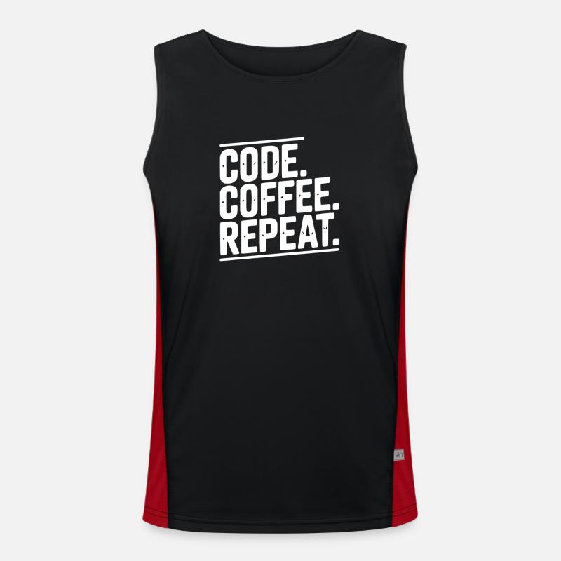 Code Coffee Repeat - Men's Functional Contrast Tank Top  - black/red