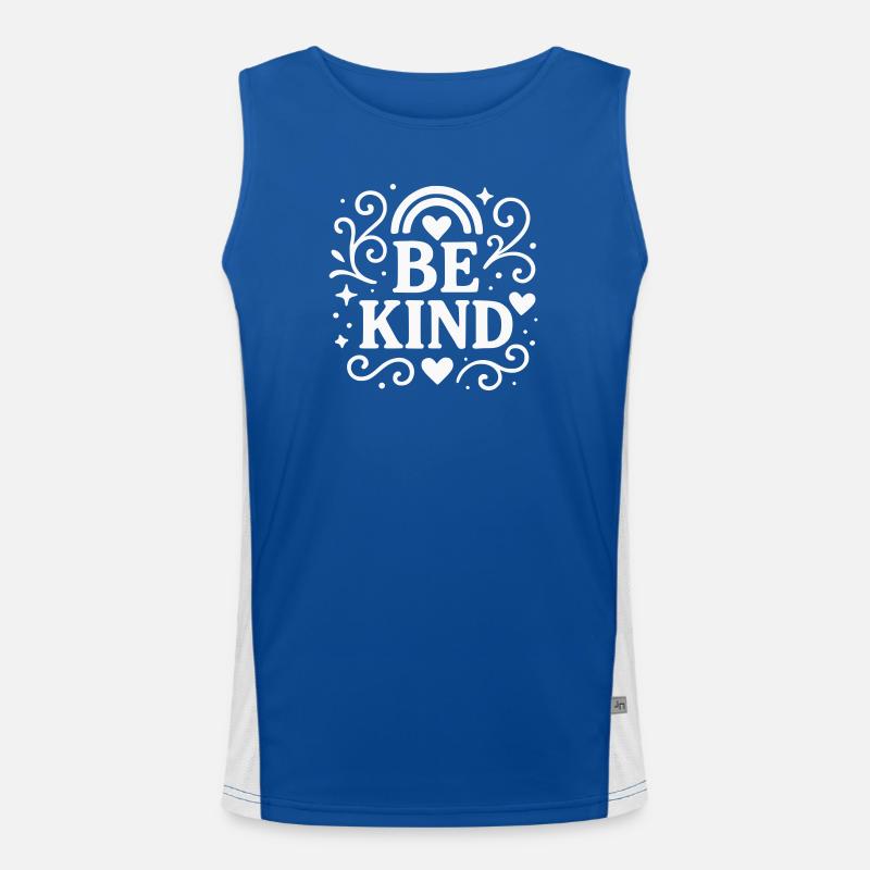 Be kind Statement mit Herzen Funktionelles Kontrast-Tank Top für Männer 
