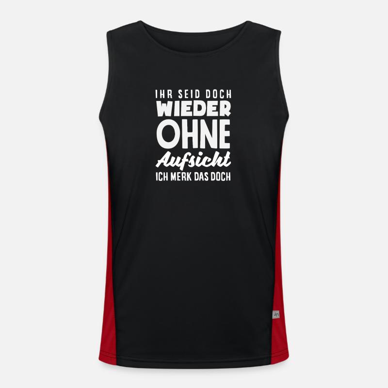 Again without supervision – sarcasm - Men's Functional Contrast Tank Top  - black/red