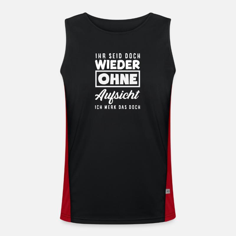 Again without supervision – sarcasm - Men's Functional Contrast Tank Top  - black/red