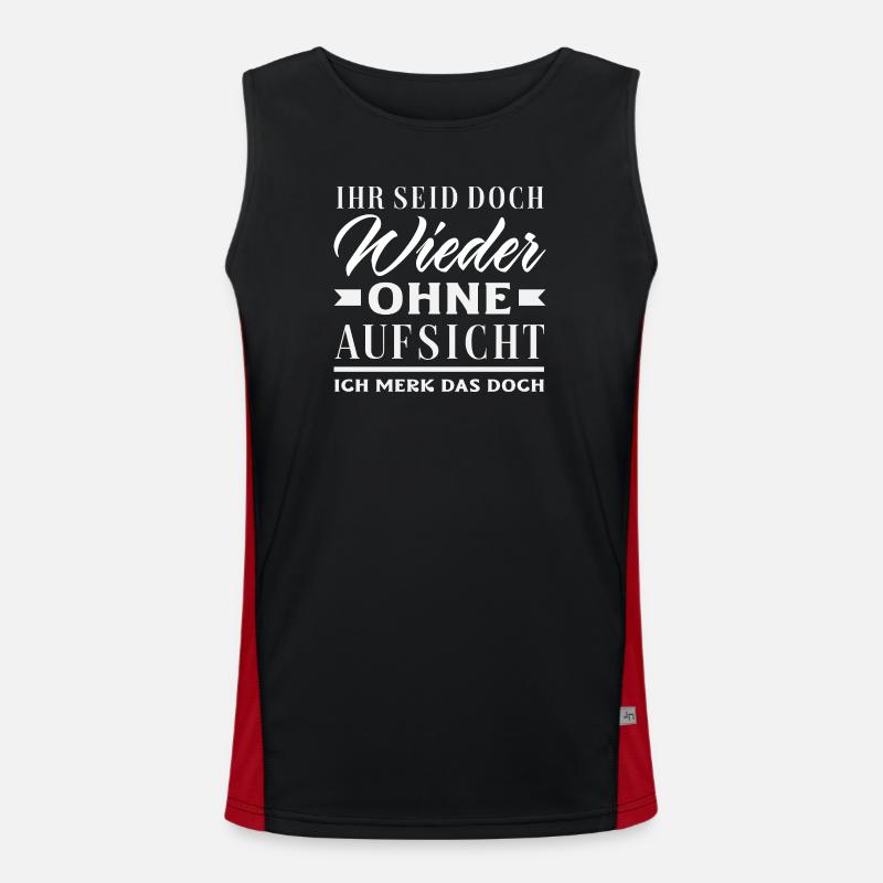 Again without supervision – sarcasm - Men's Functional Contrast Tank Top  - black/red