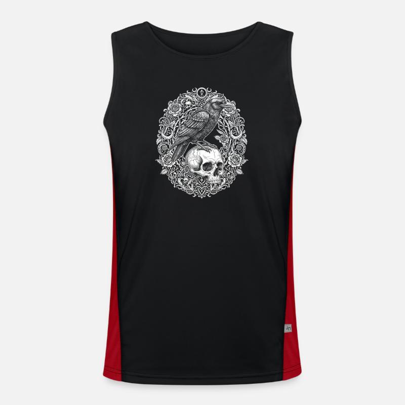 Raven on Skull - Gothic Design - Men's Functional Contrast Tank Top - black/red
