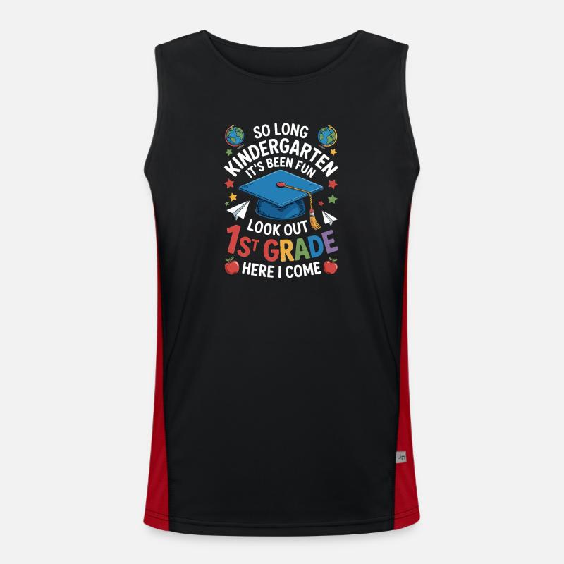 Goodbye Kindergarten Hello First Grade - Men's Functional Contrast Tank Top  - black/red