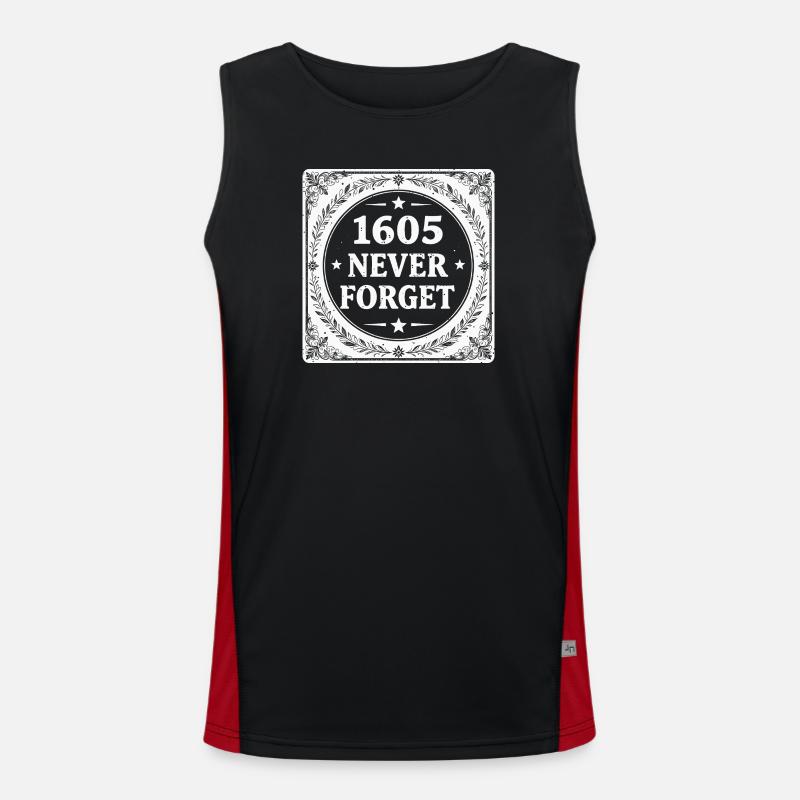 White Gunpowder Plot Stamp - Men's Functional Contrast Tank Top  - black/red