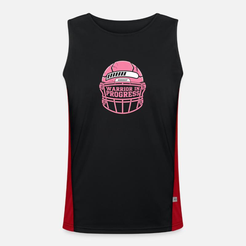 Brustkrebs Bewusstsein Warrior In Progress Funktionelles Kontrast-Tank Top für Männer 