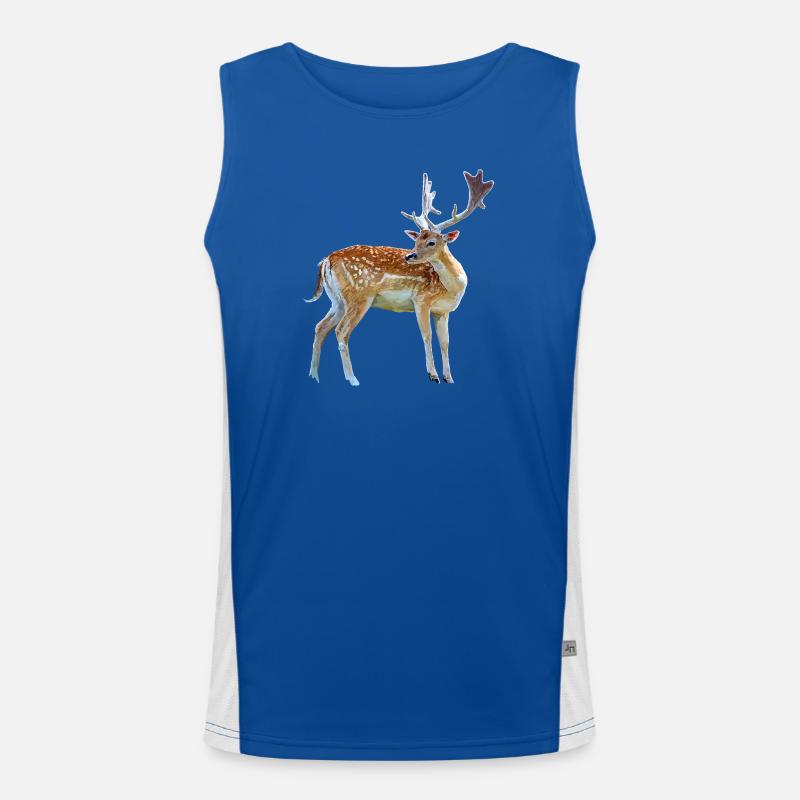 Wasserfarbener Hirsch mit Geweih Funktionelles Kontrast-Tank Top für Männer 