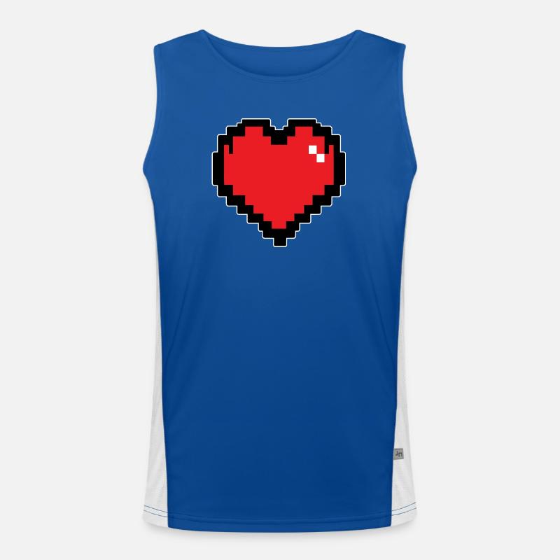 Retro Red Pixel Heart Men's Functional Contrast Tank Top 