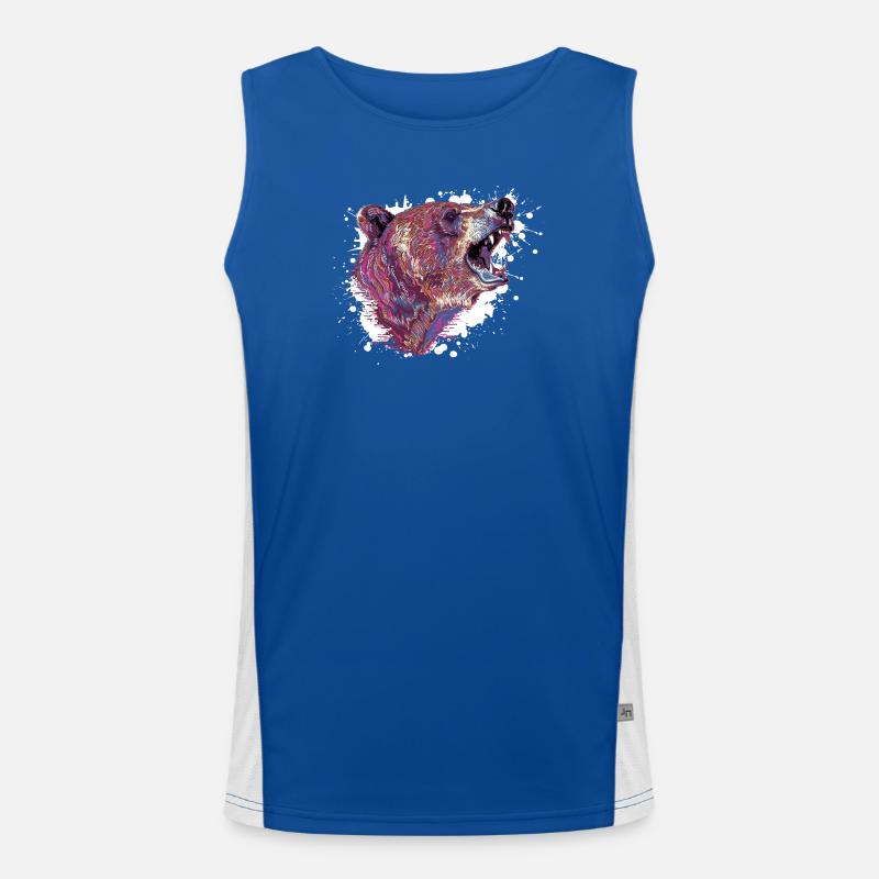 Neon Splash Bear Head Men's Functional Contrast Tank Top 