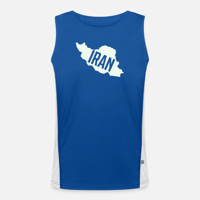 Iran Map Bold Typography Funktionelles Kontrast-Tank Top für Männer 