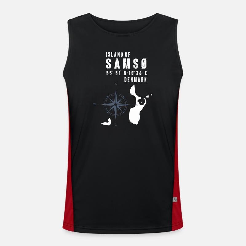 Samsø Samsoe Island Outline Compass - Men's Functional Contrast Tank Top  - black/red