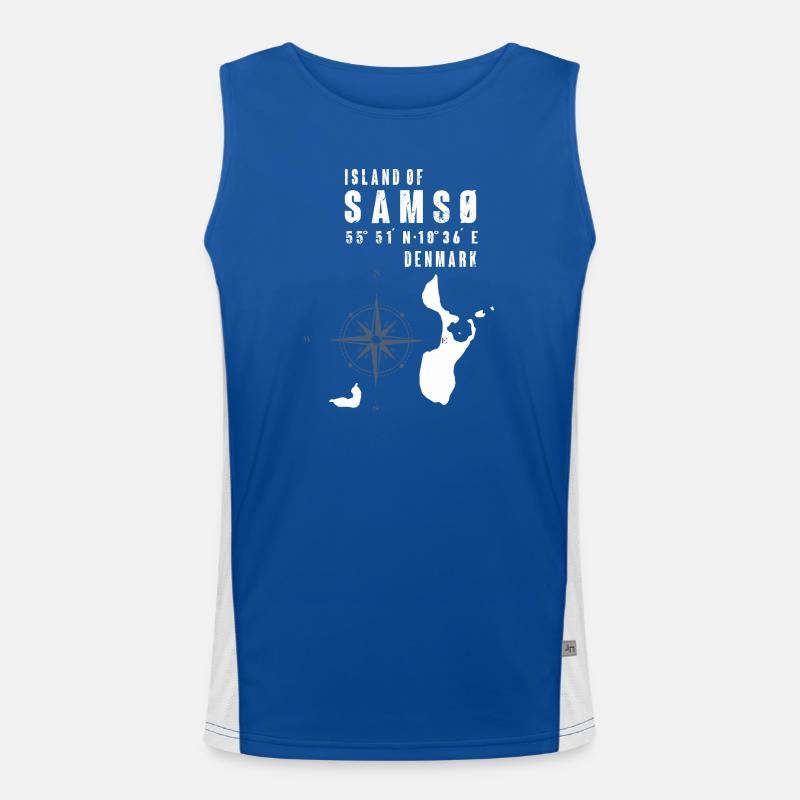 Samsø Samsoe Inselumriss Kompass Funktionelles Kontrast-Tank Top für Männer 