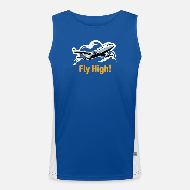 Jet in Sky Illustration Fly High Men's Functional Contrast Tank Top 