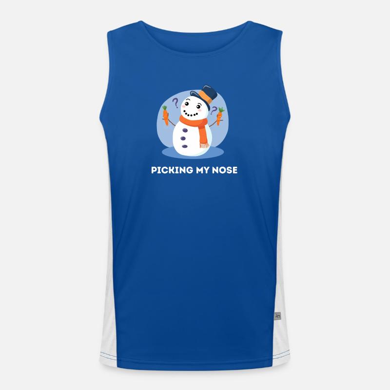 Picking My Nose – Funny Snowman Pun Men's Functional Contrast Tank Top 