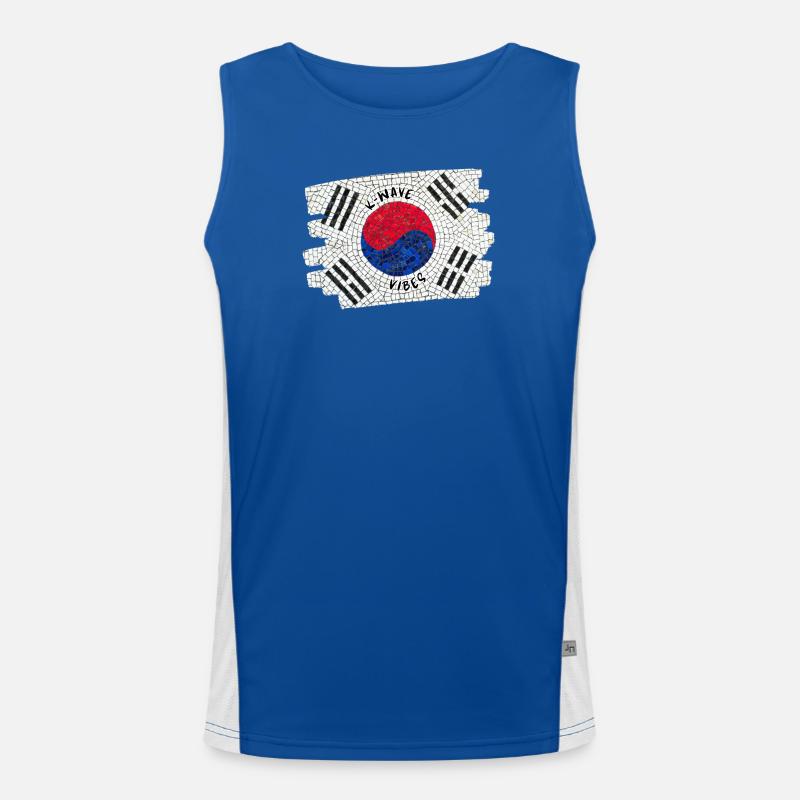 K-Wave Vibes Corée Drapeau Mosaïque Design Débardeur respirant contrasté Homme 