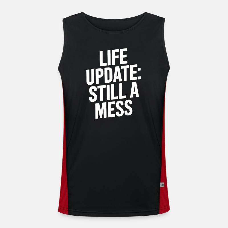Life Update Still A Mess - Men's Functional Contrast Tank Top - black/red