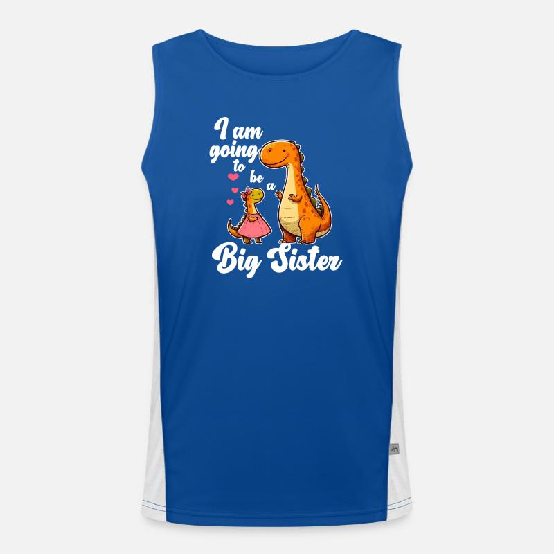 Werde eine große Schwester Dino Funktionelles Kontrast-Tank Top für Männer 