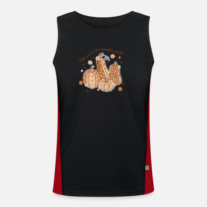 Patchwork Pumpkin Patch - Men's Functional Contrast Tank Top  - black/red