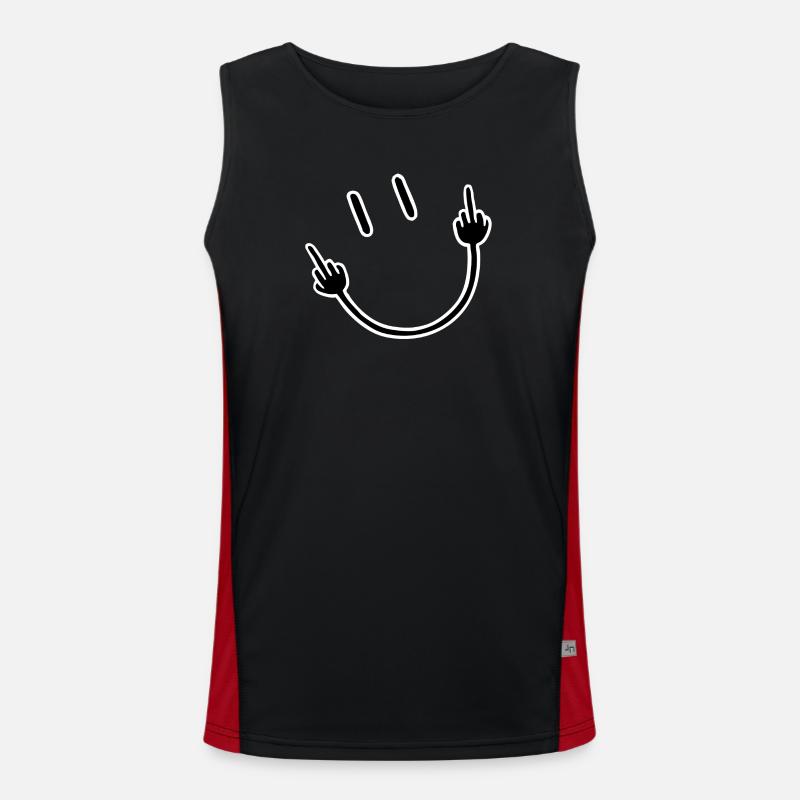 Face with middle finger gesture - Men's Functional Contrast Tank Top  - black/red