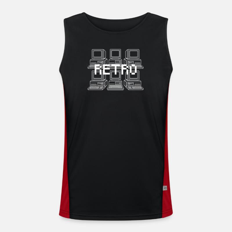 Retro Computer Grid Techno - Men's Functional Contrast Tank Top  - black/red