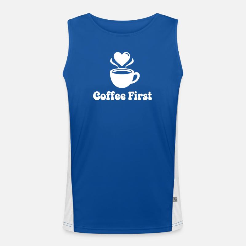 Kaffee First Herzdesign Funktionelles Kontrast-Tank Top für Männer 
