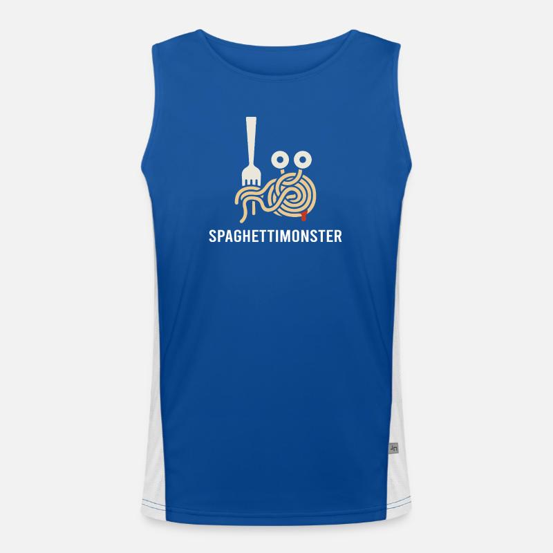 Spaghetti Monster mit Gabel Funktionelles Kontrast-Tank Top für Männer 