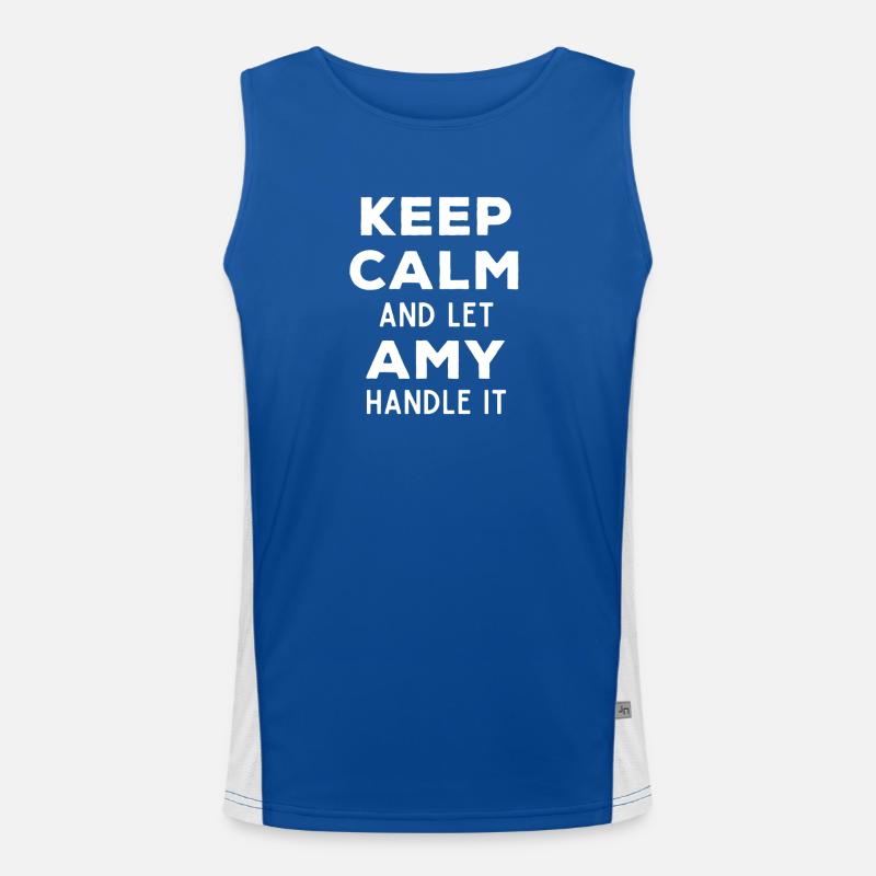 Keep Calm Let Amy Fix It Funny Saying Men's Functional Contrast Tank Top 