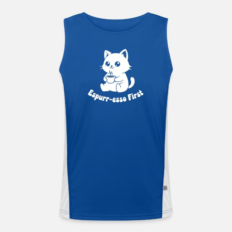 Kaffeekätzchen Latte Illustration Funktionelles Kontrast-Tank Top für Männer 