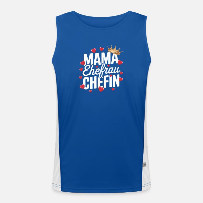  Mama Ehefrau Chefin Krone Herzen Spruch Muttertag Funktionelles Kontrast-Tank Top für Männer 