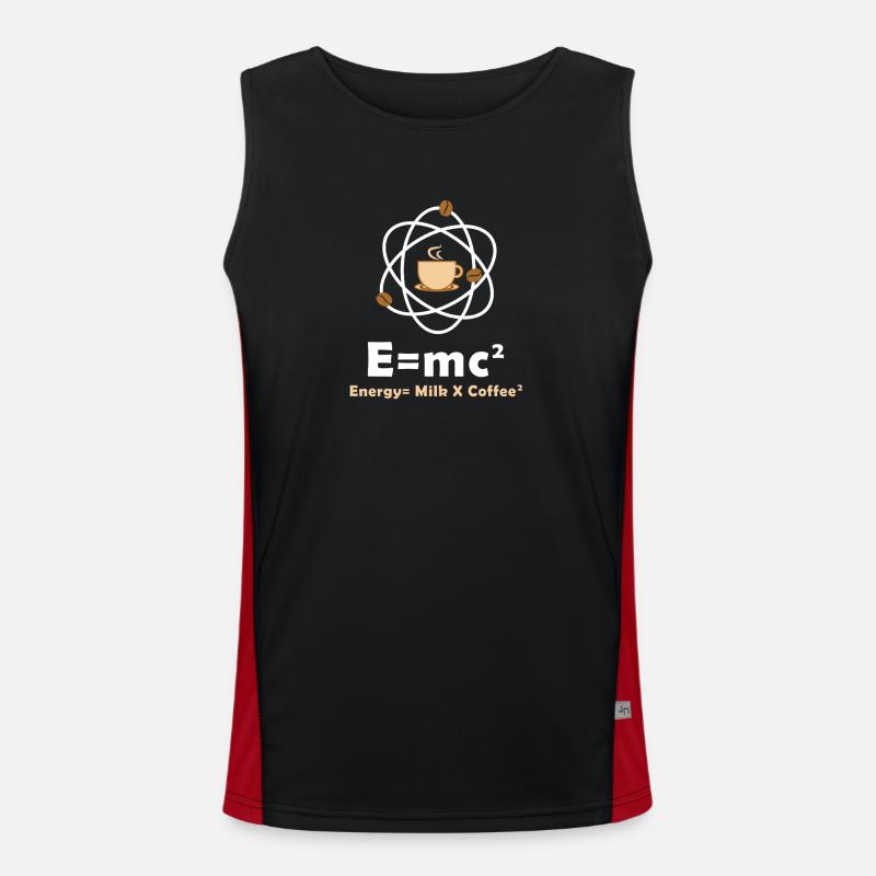 E=mc² Funny Physicist Saying Coffee Physics - Men's Functional Contrast Tank Top - black/red
