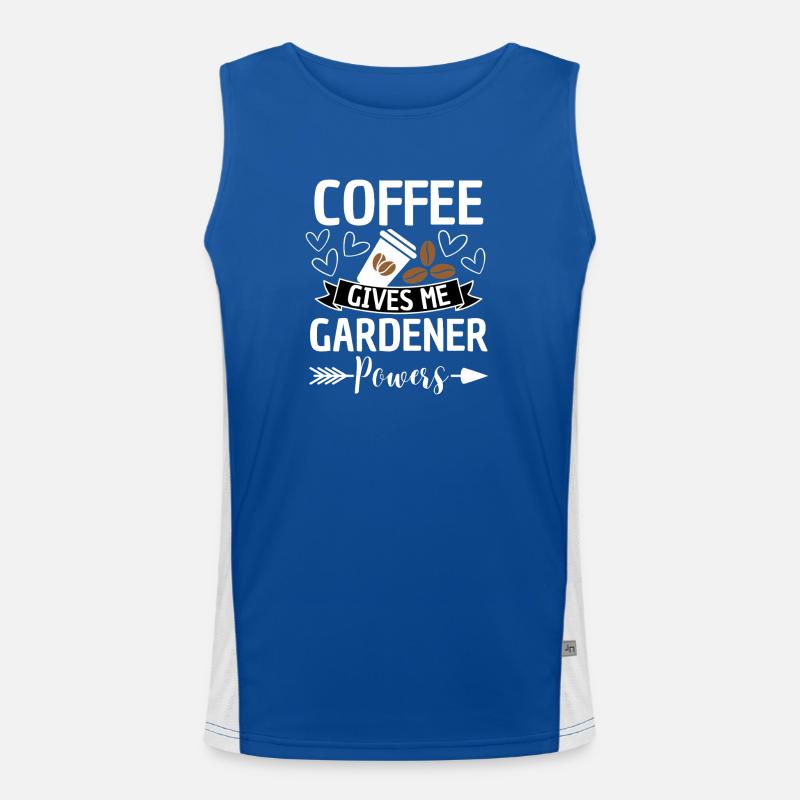Kaffee verleiht Gärtnern Kräfte Funktionelles Kontrast-Tank Top für Männer 