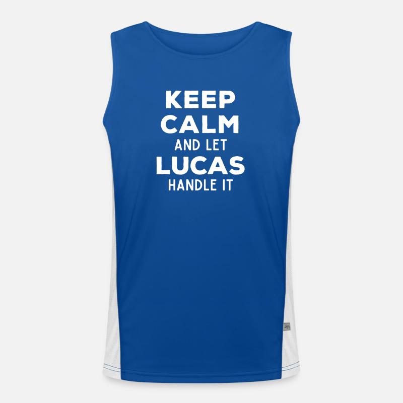 Keep Calm Let Lucas sort it out Funny Saying Men's Functional Contrast Tank Top 